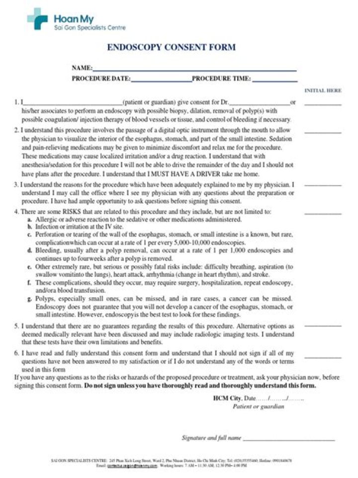 Is informed consent required for endoscopy?